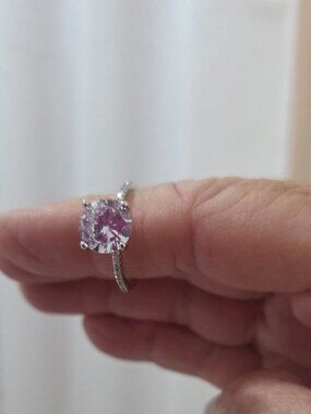 925 Sterling Silver 3CT Round Zircon Engagement Ring